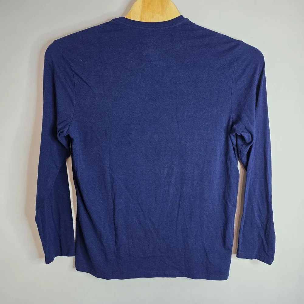 Polo Ralph Lauren Mens Long‎ Sleeve T Shirt Navy Blue Graphic Logo Size L G